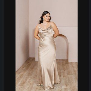 Skye Satin Dress | Gold Champagne
